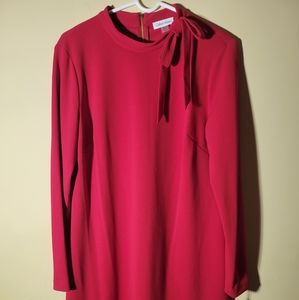 Calvin Klein Red Sheath Dreas with Bow - new
